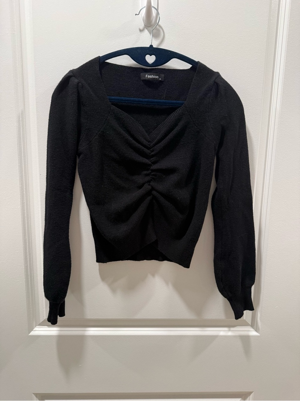 Amazon Black Ruched V-Neck Sweater